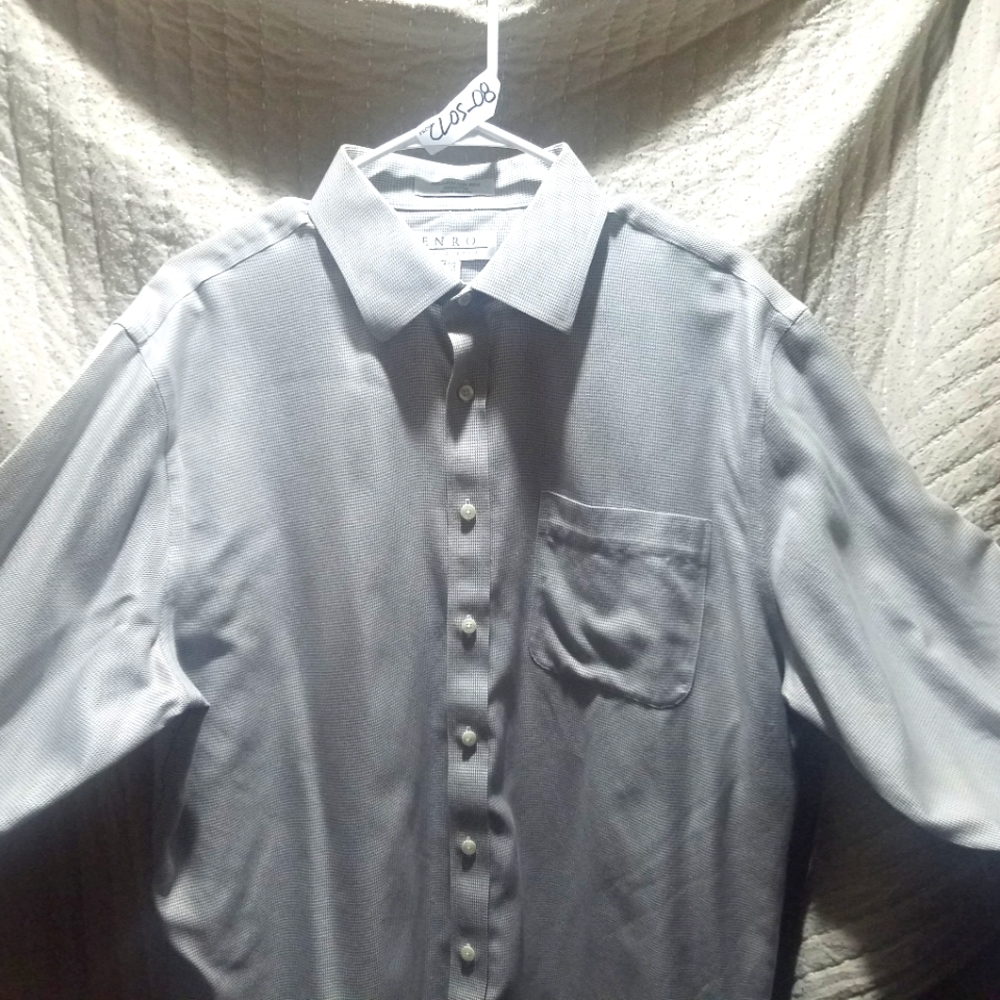 Mens. Enro Dress shirt button. 16.5, 32-33. Silver